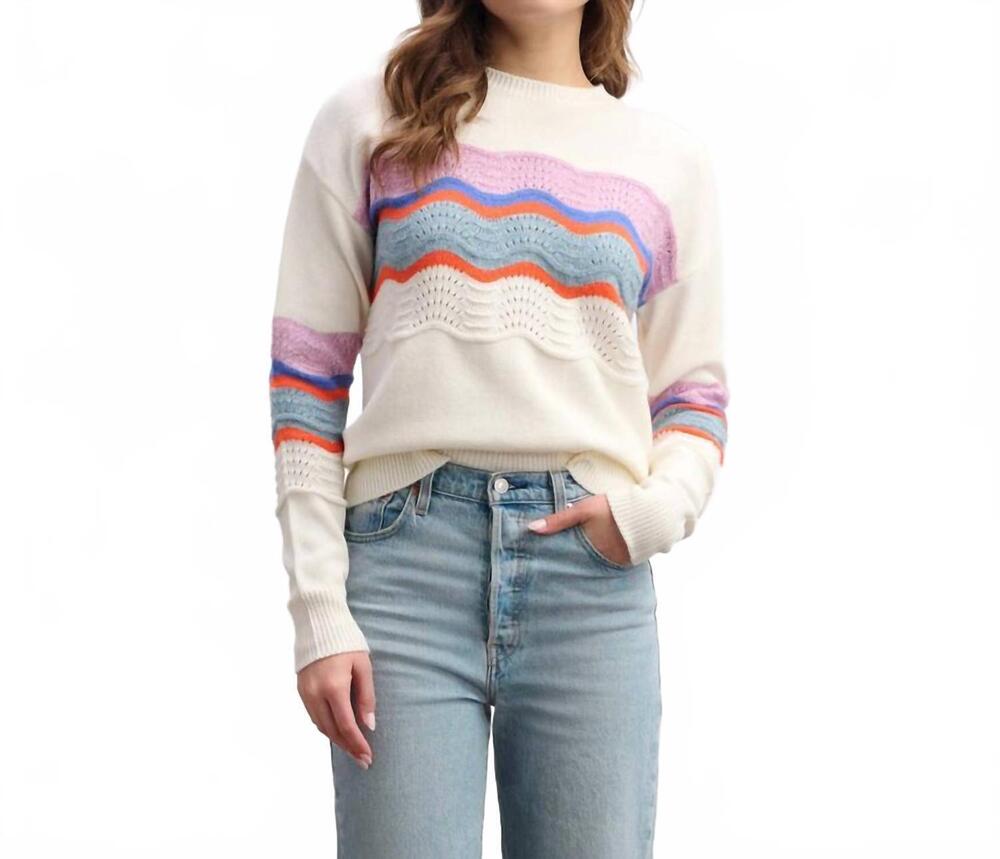 NEW HATLEY women's pointelle wave sweater in summer sky ripple